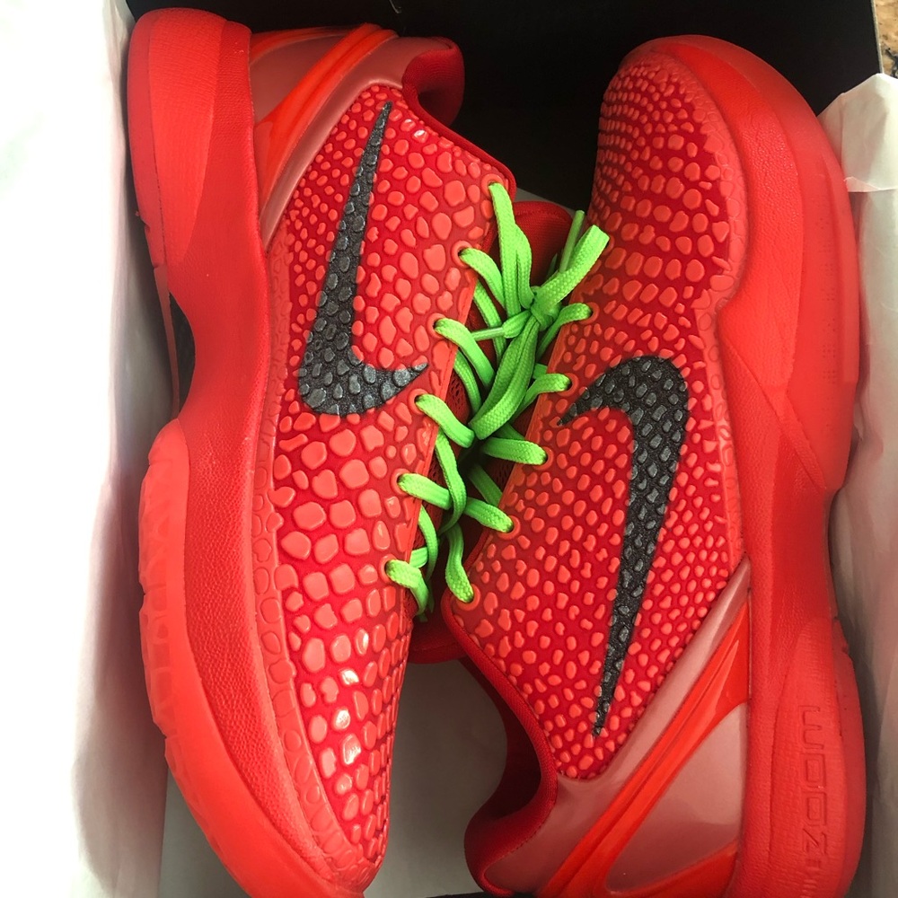 Nike Red and Black Sneakers with Green Laces